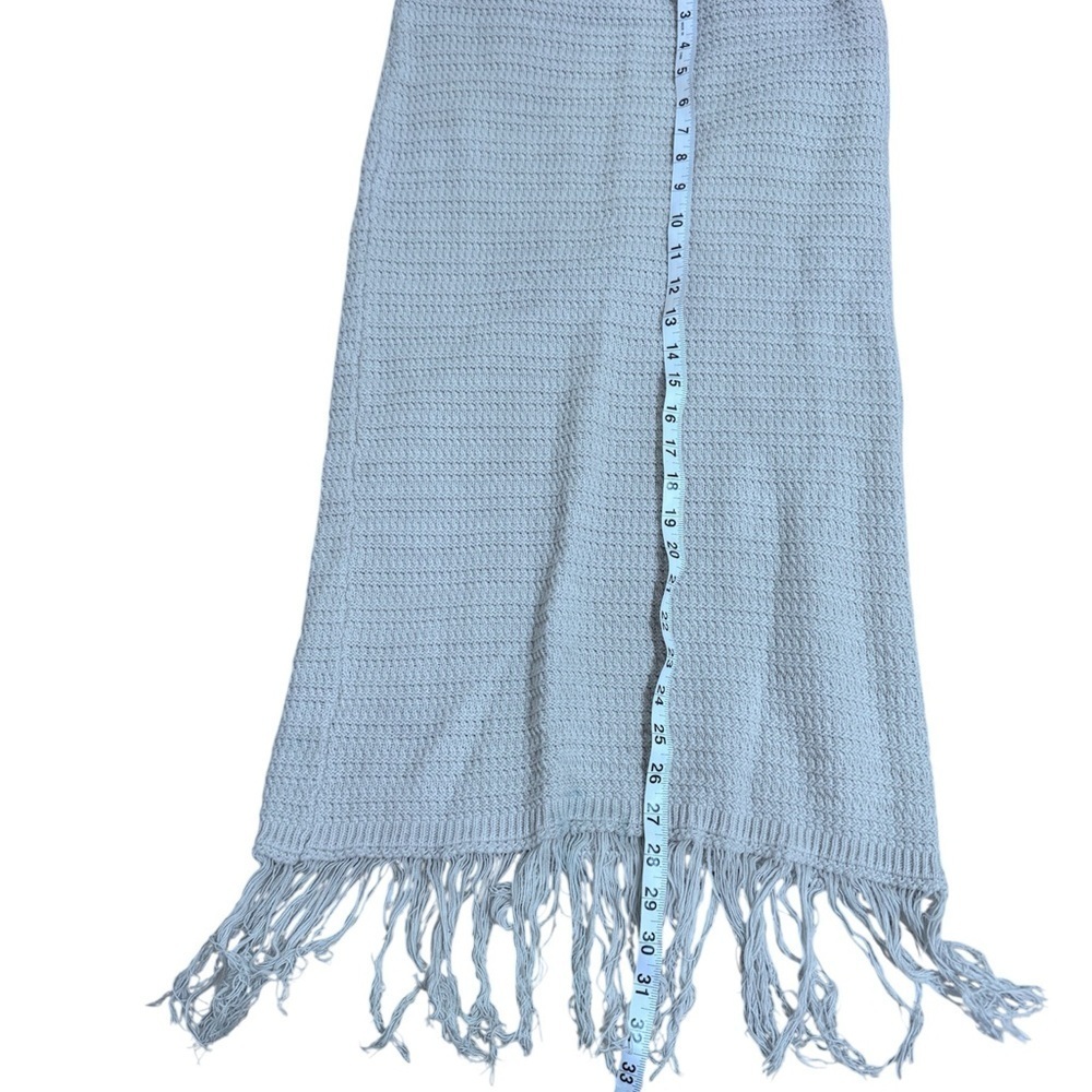 Freshman Light Gray Fringe Midi Skirt - Picture 3 of 5